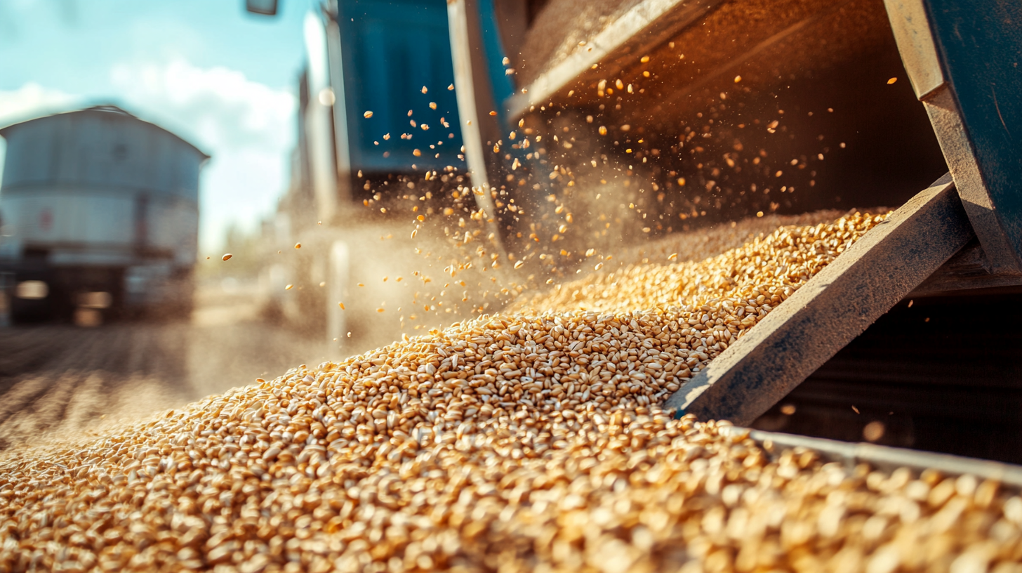 Proceso de cosecha y transporte de granos, mostrando cómo la avena puede entrar en contacto con otros cereales