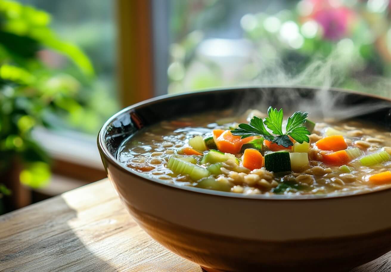 Sopa con avena